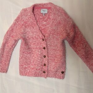 Pepe Jeans London Pink Fuzzy Cardigan XS Soft Button Sweater Cottagecore